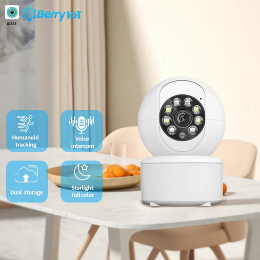 Caméra de Surveillance Intérieure BERRY IOT – Vision Nocturne en Couleur et Suivi Intelligent